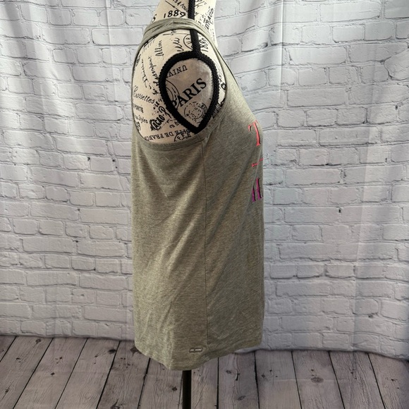 Danskin Now Gray Racerback Gym Is My Happy Place Workout Loose Fit Tee Sz M 8/10 - Picture 4 of 6